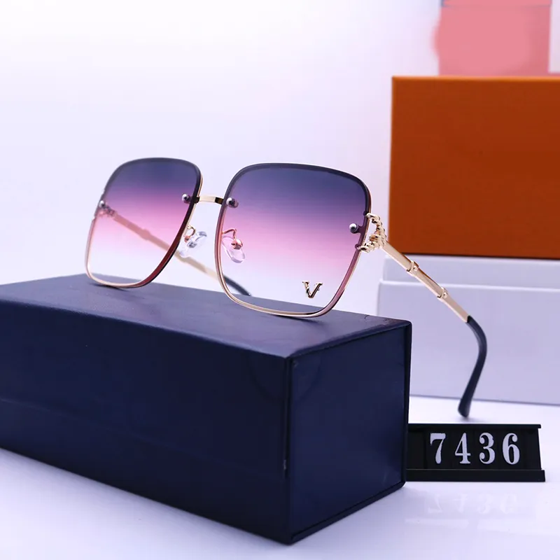 여성을위한 남성 디자이너 선글라스 Luxury Sun Glasses 패션 대형 스퀘어 드라이브 고글 비치 안경 편지 상자 7 색