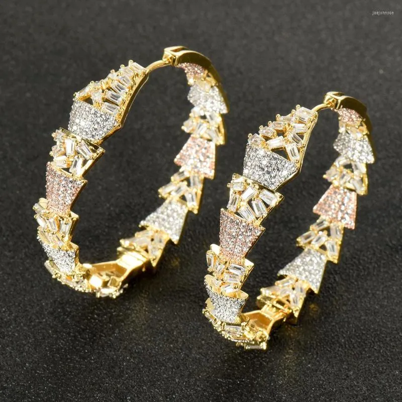 Hoop Earrings Fashion Beauty Brand Sparkling Baguette CZ Bridal Earring For Women Jewelry Accessories Pendientes Hombre Wholesale E-959