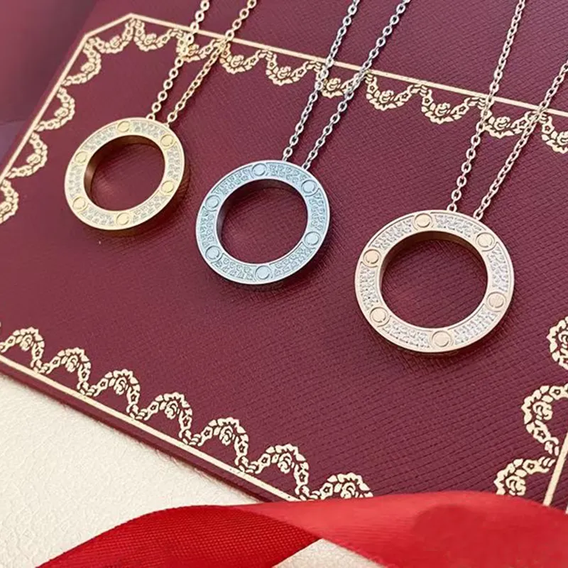 Full Diamond Necklace designer pie collier unisexe mode pendentif marque classique collier Noël Saint Valentin bijoux cadeau