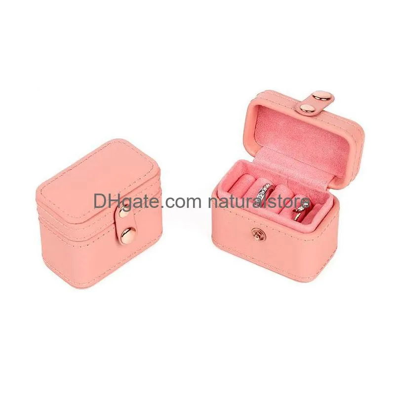 Sieraden zakjes zakken zakjes mini snap lederen ring opbergdoos oorrang armring weergave display case organisator 3410 Q2 drop levering packagin dhq5i