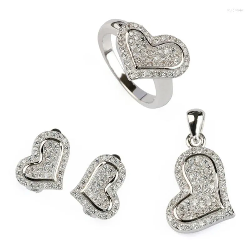 Brincos de colar Conjunto de shunxunze vende feminino de casamento (anel/brinco/pendente) Brazinha de zircônia cúbica branca rodium