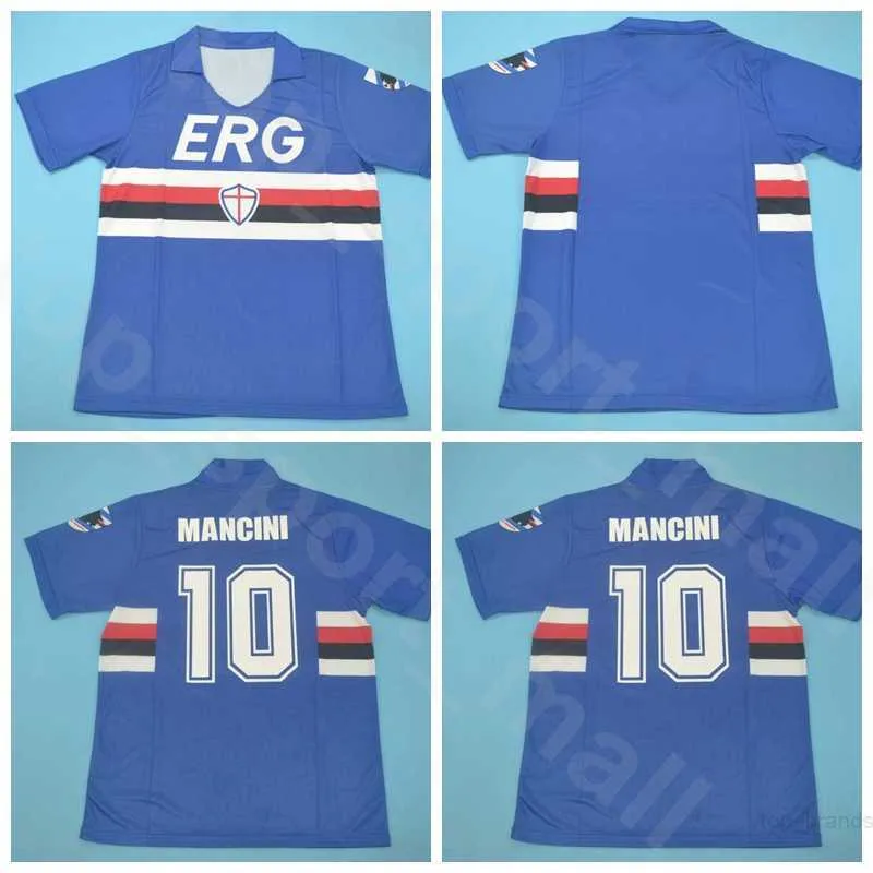 1990 1990 축구 삼프도리아 레트로 저지 10 Mancini 3 Ferri Vialli Cerezo Attilio Lombardo Blue Home Football 셔츠 키트 크기 S-XXL