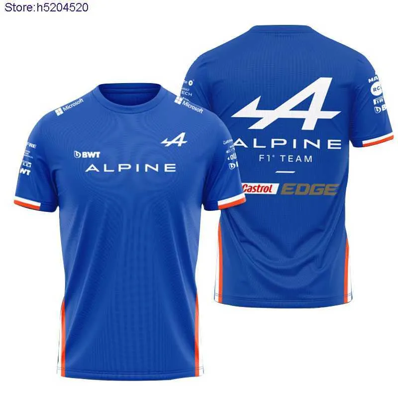 T-shirt da uomo 2023 New Fashion F1 Formula One Racing Team Spagna Alpine Summer Design 3d Alonso Top Abbigliamento per bambini Manica corta Donna Tees 845