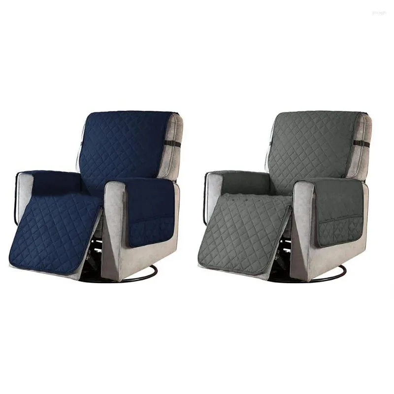 Chair Covers Deck Slipcover Scratchproof Multi-pocket Replacement Office Living Room Recliner Protector With Buckle Dark Grey S