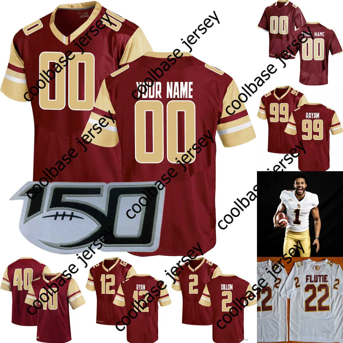 Maglia personalizzata NCAA College Boston College Eagles Football 22 Doug Flutie 12 Matt Ryan 40 Luke Kuechly 4 Zay Flowers 5 Phil Jurkovec Maglia cucita