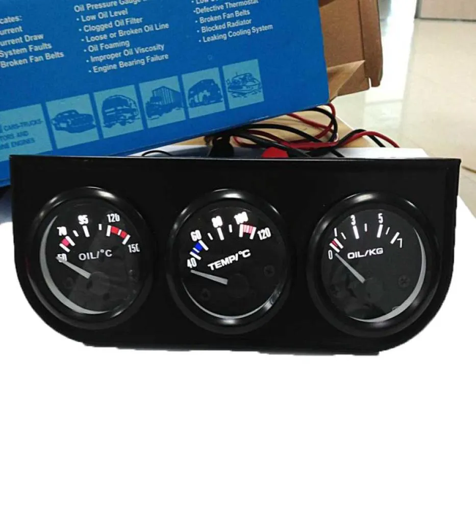 52mm Triple kit Oil Temp Gauge Water Temp Gauge Temperature Oil Pressure Gauge Sensor 3in1 Car Meter7451870