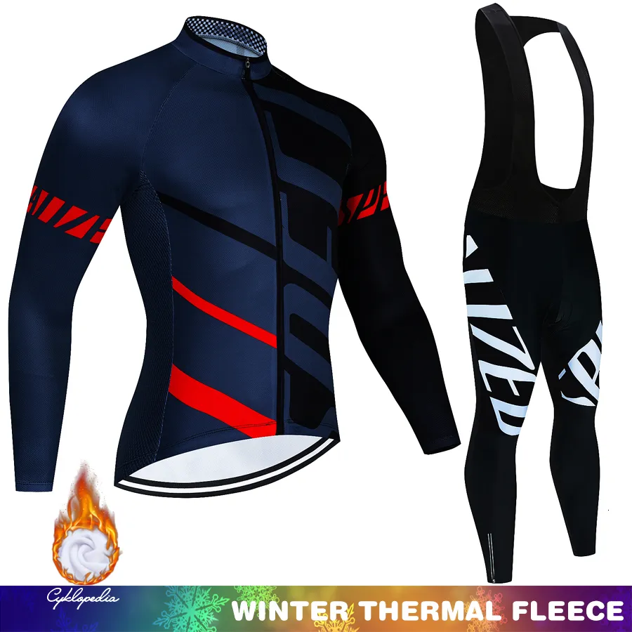 Cykeltröja sätter Winter Thermal Fleece Cycling Jersey Set Racing Bike Cycling Suit Mountian Bicycle Cycling Clothing Ropa Ciclismo Bicycle 230213