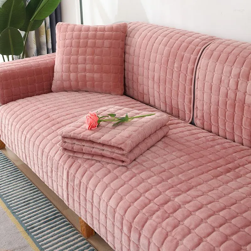 Stolskydd Plush soffa kuddeöverdrag för vardagsrum fyrkantigt icke-halktjockad flanell borttagbar soffmöbler skydd