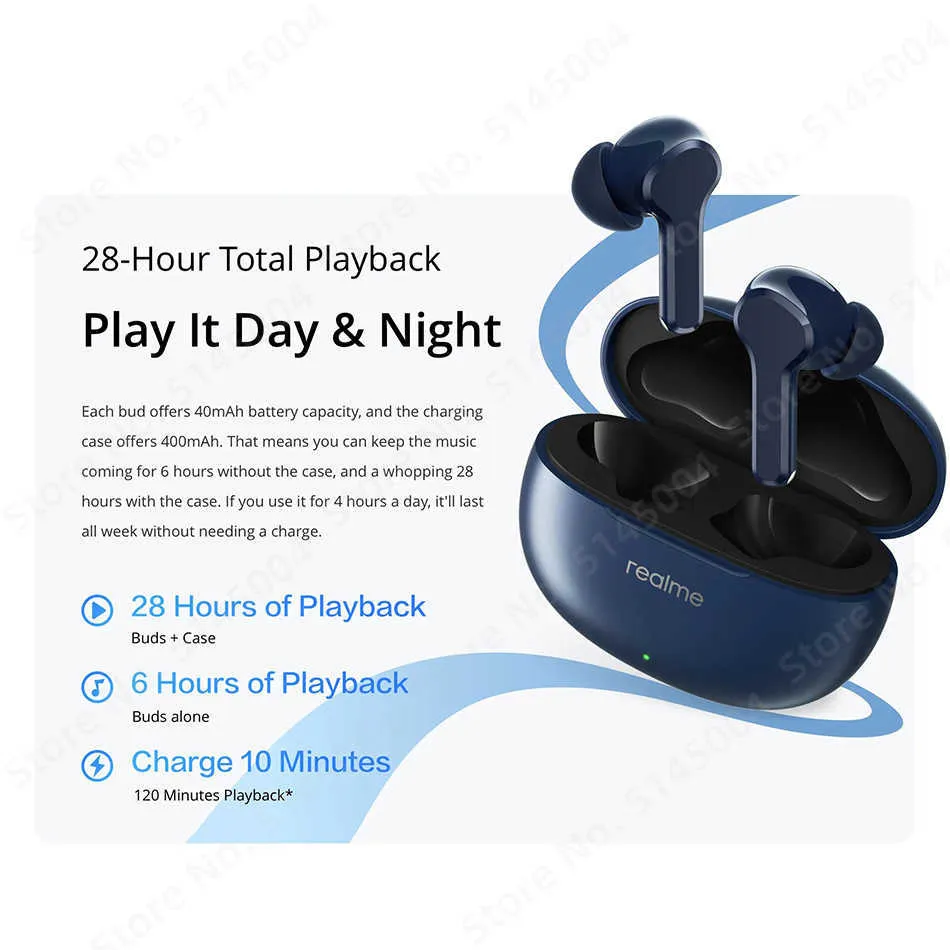 Headsets Global Version realme Buds T100 TWS Earphone Bluetooth 53 AI Niose Cancelling Wireless Headphone 28 Hour Battery For realme 10 J230214