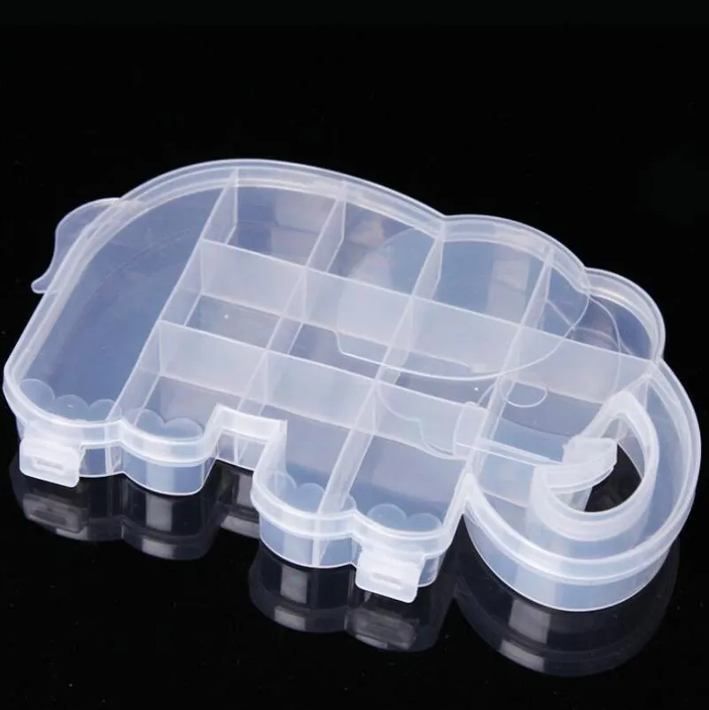 Ящики для хранения мусорные баки 20 13 2,5 см мультфильм коробки слона прозрачная пластиковая украшения регулируемые шейки бусинки Lx4655