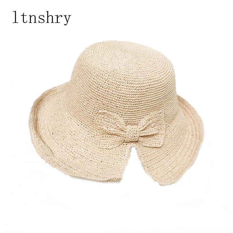 Wide Brim Hats Summer Women Elegant Straw Bucket Hats Female Casual Sweet Sun Hat Women Fisherman Hat Bow Decoration Visor Wide side Bucket cap R230214