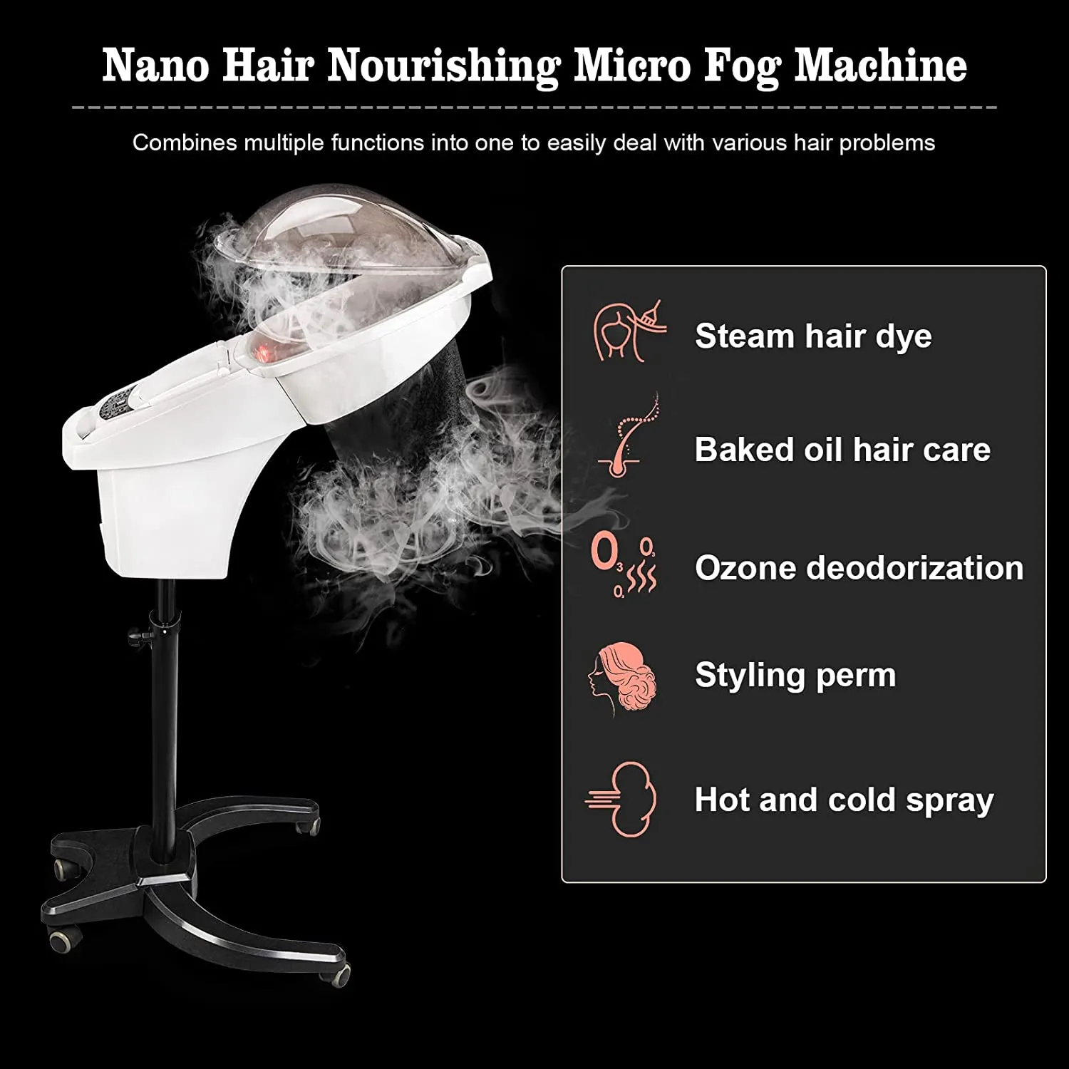 Vaporizzatore per capelli neri naturali Mister con cappuccio ozono O3 Micro  nebulizzatore per la cura dei capelli macchina professionale supporto per