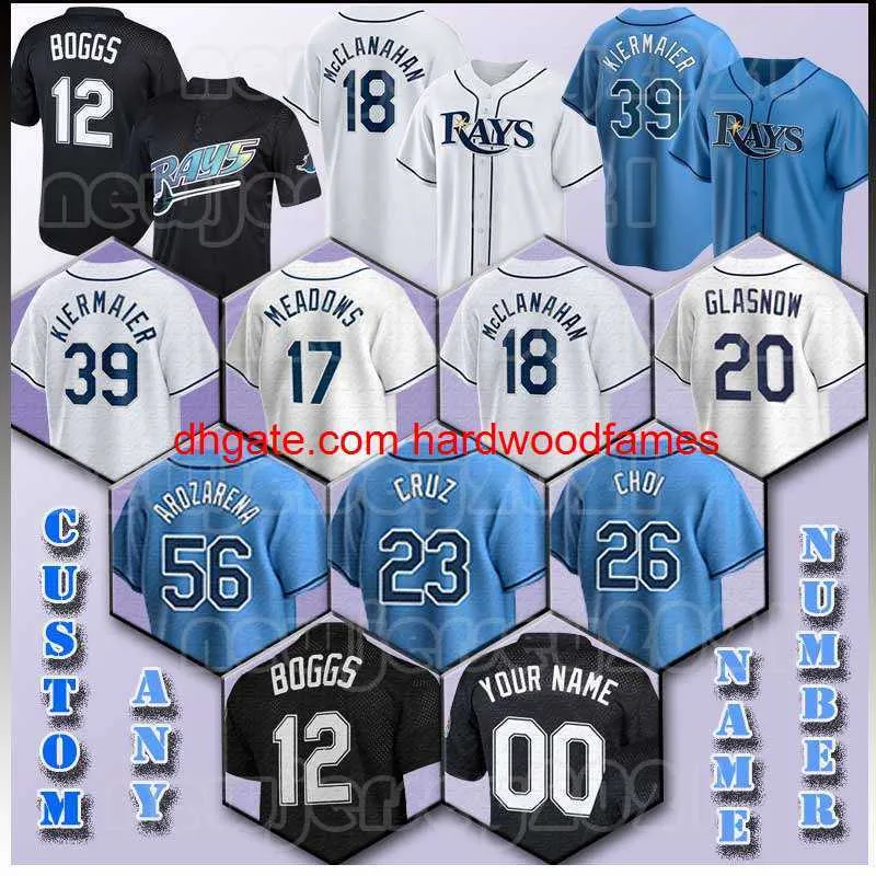 56 RANDY AROZARENA Baseball 12 Wade Boggs Jersey 39 Kevin Kiermaier 17 Austin Meadows 20 Tyler Glasnow Yandy Diaz Shane McClanahan Corey Kluber Taylor Walls