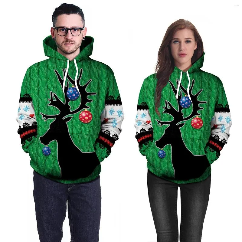 Hommes Hoodies Hommes Décoration De Noël Imprimé Sweat Amoureux Couples À Capuche À Capuche Casual Unisexe Pulls Survêtements