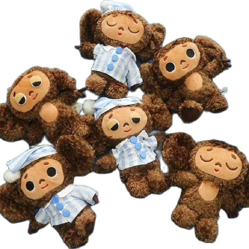 18cm Cheburashka Plush Toys Cute Dolls Big Eye Monkey z ubrani