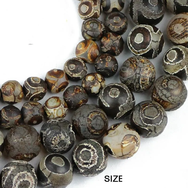 Andere 8mm Tibetaanse Dzi Eyes kralen natuurbruine stenen religie 8/10/12 mm ronde los voor sieraden maken Bracelet DIY Drop Deli Dhgarden Dhyru