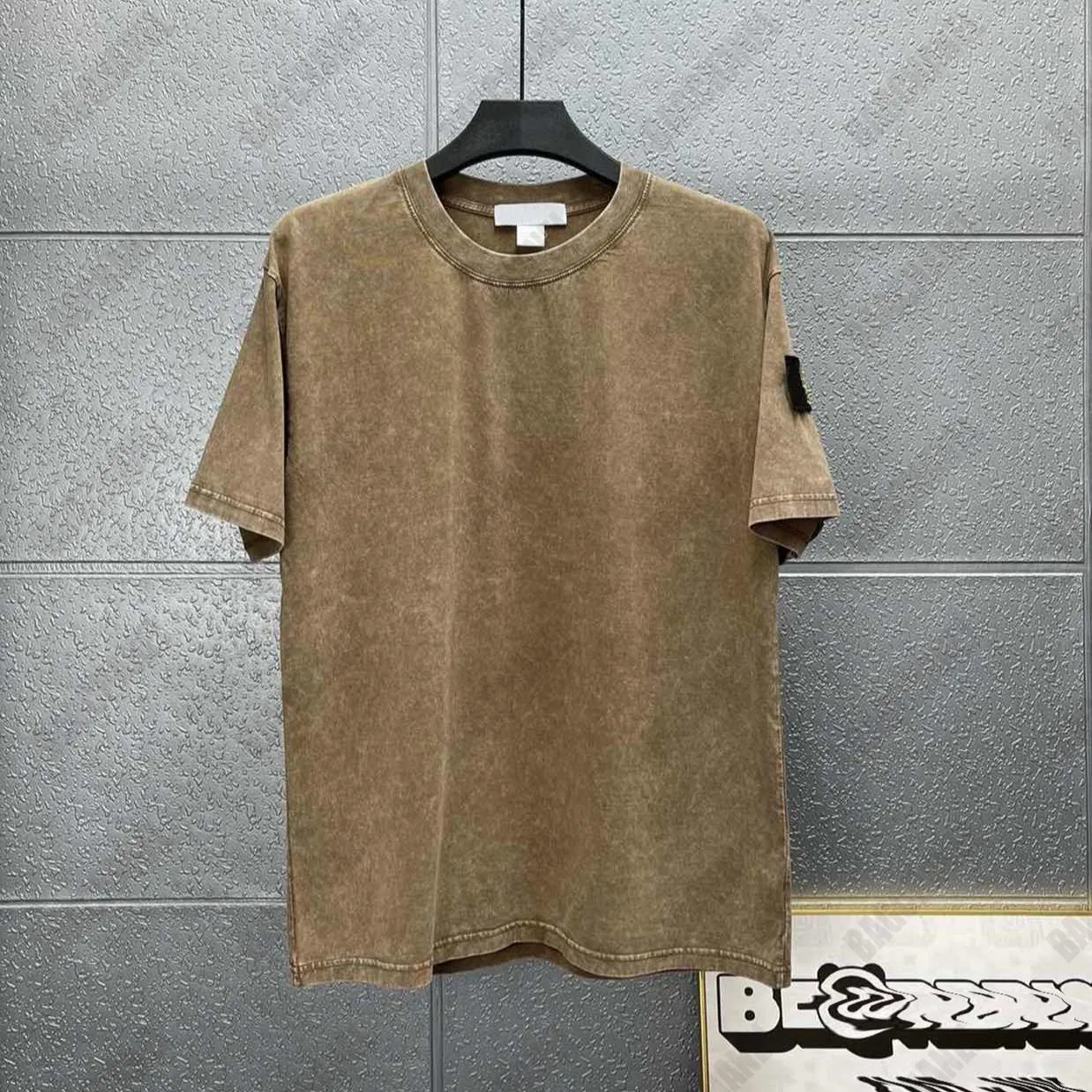 Erkek Tişörtler Kadın Tasarımcı Çift İplik Kumaş Yıkama Vintage Kısa Kollu İş Giysileri T-Shirt Moda Yaz Sweatshirt Yuvarlak Boyun 21