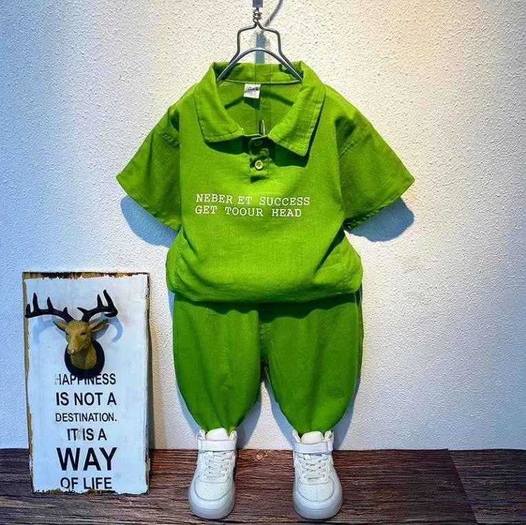 Baby Fashion Greent TShirtPant pezzi Set estivi Set di abbigliamento per bambini e bambine Tuta Abbigliamento sportivo Capodanno