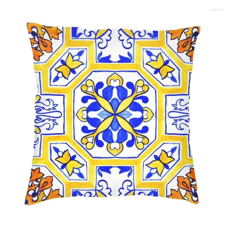 Pillow Mexican Majolica Talavera Cover Home Decor Print Moroccan Art Portuguese Azulejo Tiles Throw Case For Car