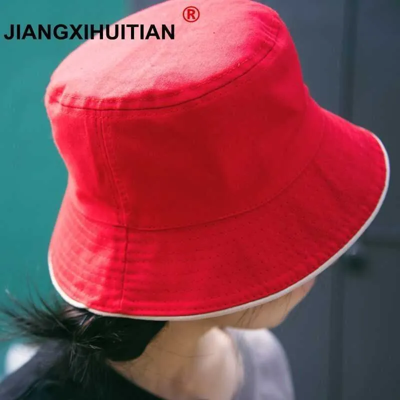 Wide Brim Hats 2018 autumn New Sale 5 Solid Colors Bucket Hats for Women Men Panama Bucket Cap Women Hat free shipping R230214