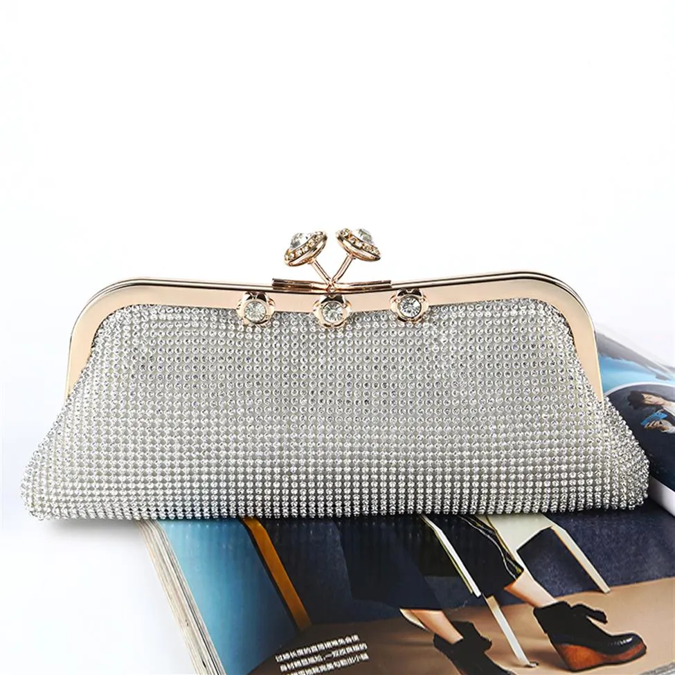 Cały detaliczny nowy styl ręcznie robiony Crystal Evening Bag Wysokiej jakości sprzęgło z satyną na wesele Bankiet Party Factory Direct276e