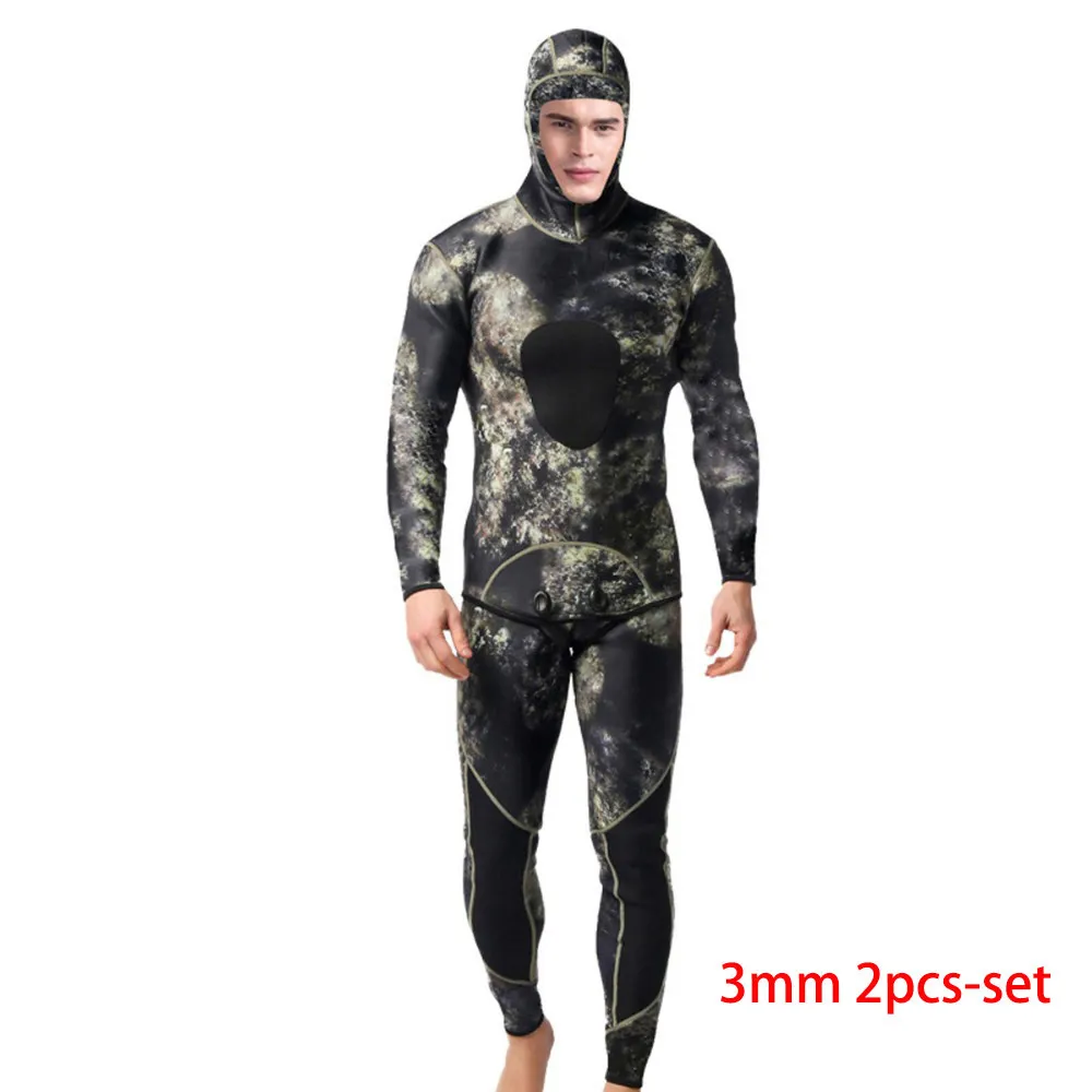 Wetsuits Drysuits Wetsuit 3mm Neoprene Camouflage Men's Diving Suit Split Scuba Spearfishing Surfing Jumpsuit for cold water Swimsuit 230213