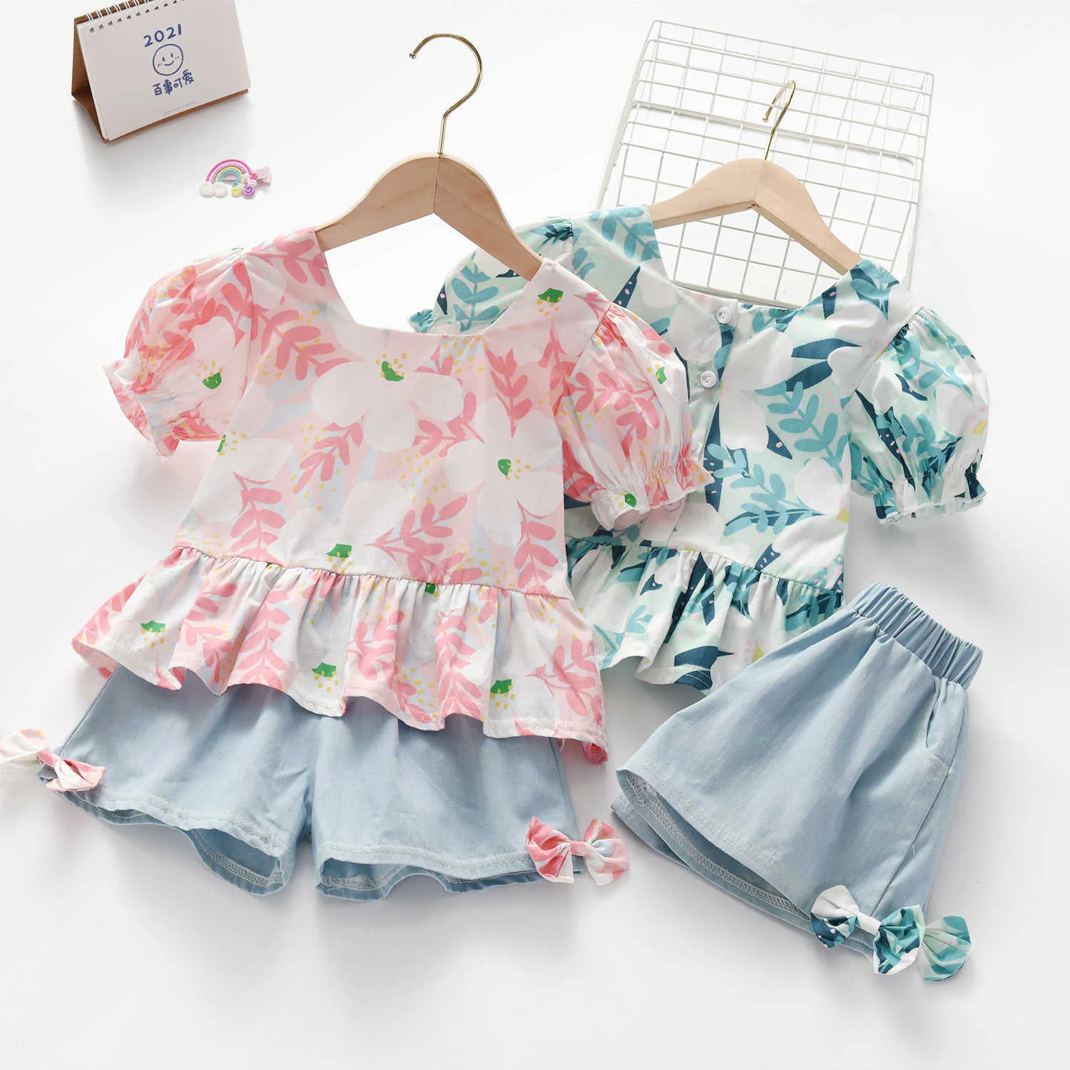 LZH Baby Girls Sets Summer Kids Odzież Słodki nadrukowany topshorts PCS Suit for Children's Ubrania Dziewczyna