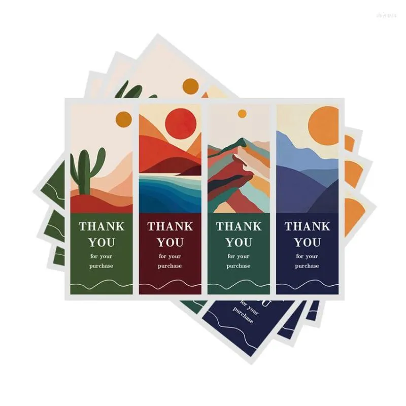 Embrulho de presente 52pcs Obrigado por seu adesivo de compra Retângulo Seal Etiquetas Floral Color Handmade Box Packaging Party Party