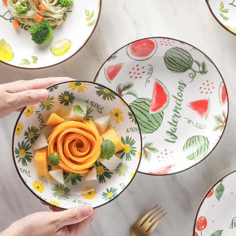 Пластины на творческих японских керамических тарелках Семейная личность клубничные фрукты блюдо глубоко детское набор посуды для выпечки