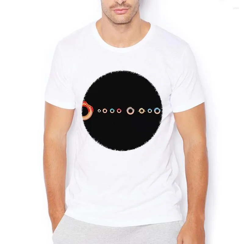 Men's T Shirts Doughnut Donuts Solar Planets Record Funny Geek Shirt Men Women Casual Homme Femme Unisex Streetwear Tshirt No-sticker Print