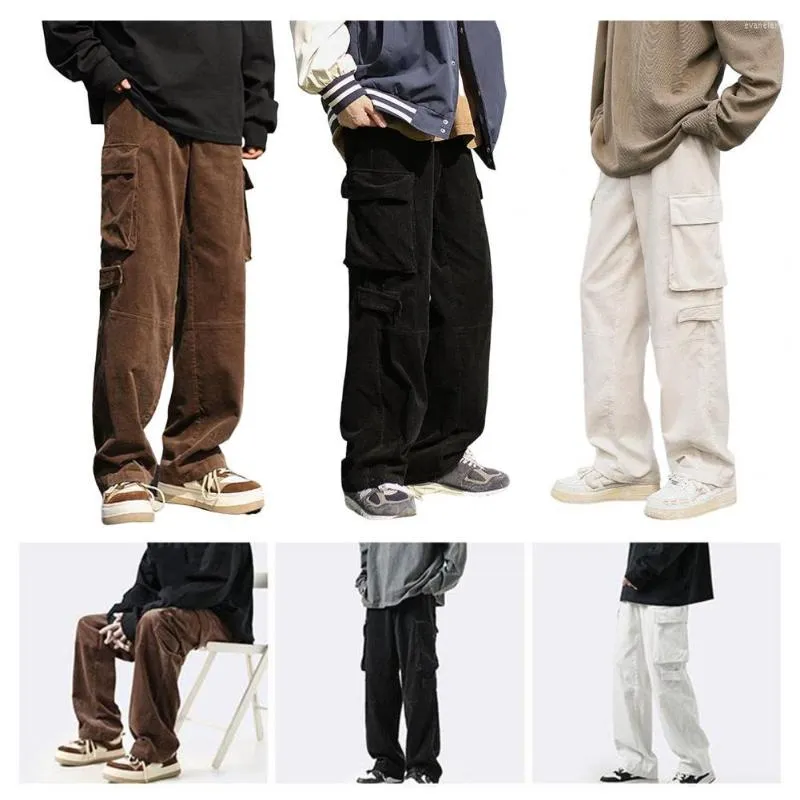 Men's Pants Men Trousers Fine Stitching Vintage Dressing Mid Rise Wide Leg Joggers For Working