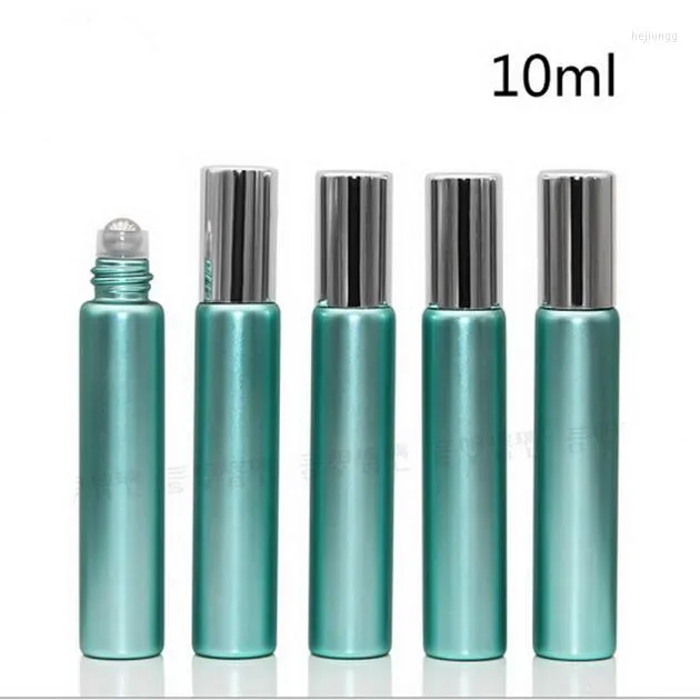 Storage Bottles BY DHL Free Ship 10ml 1/3 Oz UV Glass Green Fragrances ROLL ON BOTTLE ESSENTIAL OIL Steel Metal Roller Ball