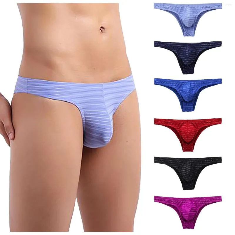 Unterhosen Einfarbig Gestreifte Höschen Für Männer Casual Sexy Herren Bikini-Slip Halbe Hüfte Niedrige Taille Atmungsaktive Boxer Männliche Cuecas