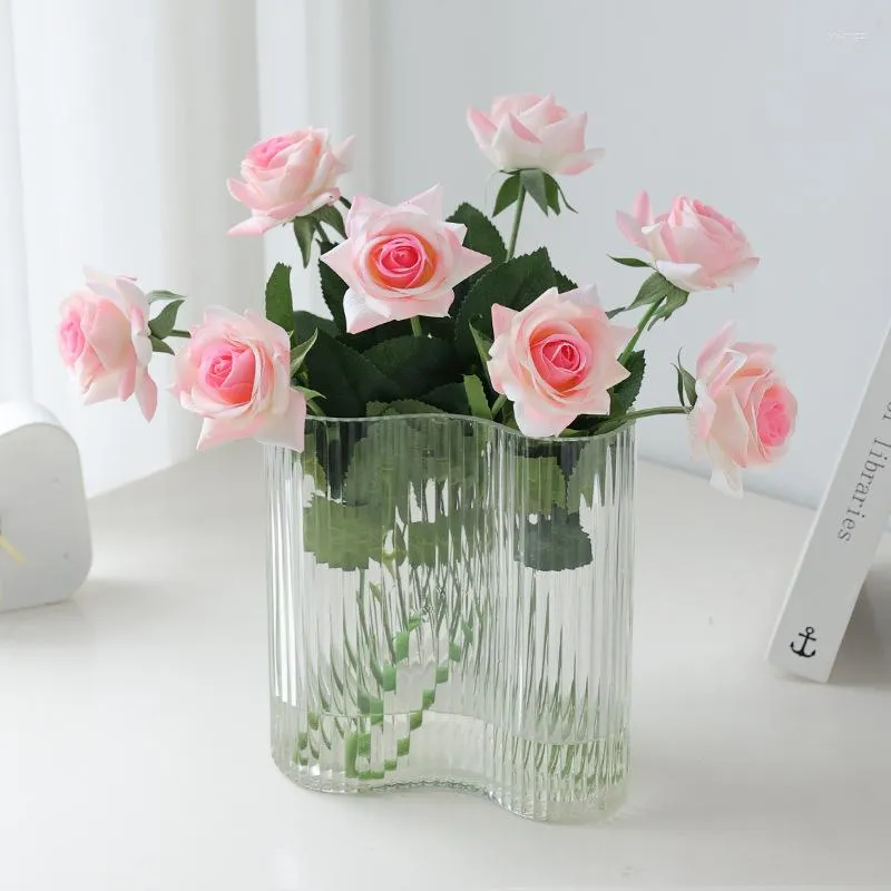 Decorative Flowers Simulation Moisturizing Artificial Flower Real Touch Latex Rose Branch Home Living Room Arrangement Decoration Wreath