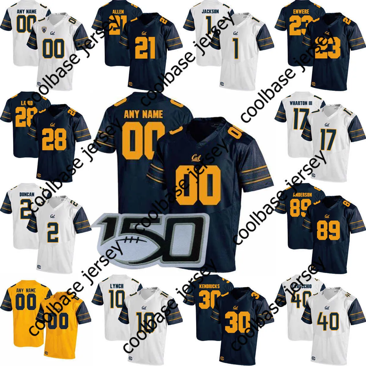 Anpassad NCAA College California Golden Bears Football Jersey 19 Tyler Jensen 11 Mavin Anderson 25 Decarlos Brooks 34 Andy Alfieri syade