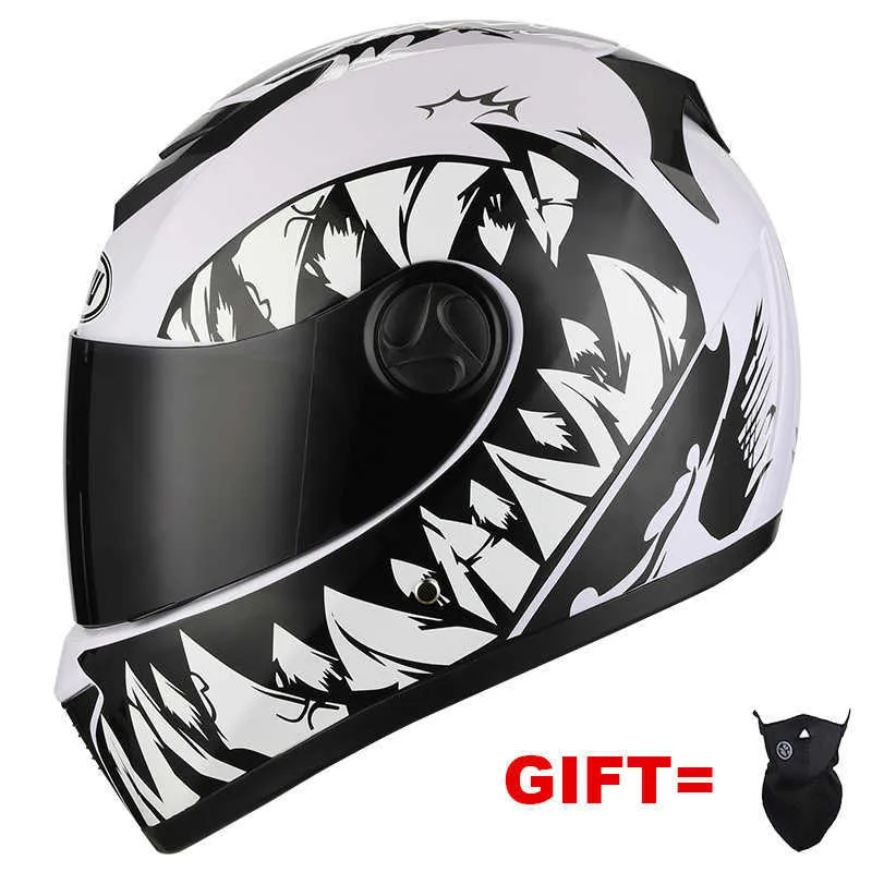 Cykelhjälmar Ny gratis frakt Full Face Motorcykelhjälm med dubbla Lensracing Casco Casque Moto Double Sun Lens Visirs for Adults for Man J230213