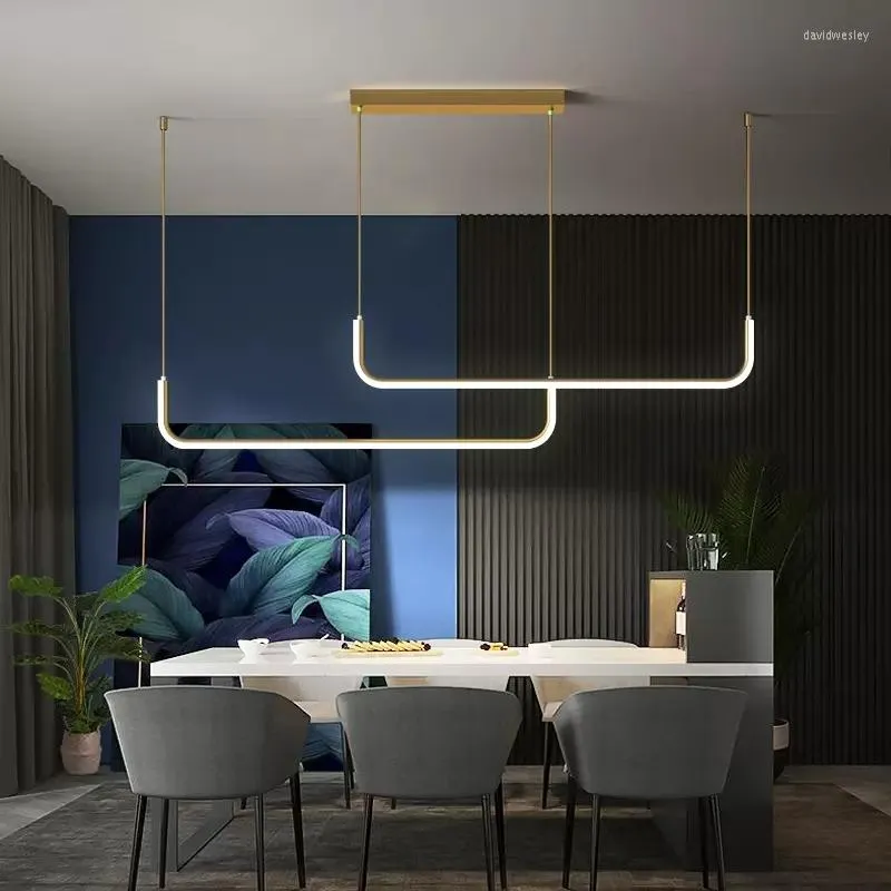 Chandeliers Modern For Dining Room Kitchen Minimalism Black Gold Pendant Ceiling Lamp Interior Home Decor Bar Shop Led Lighting