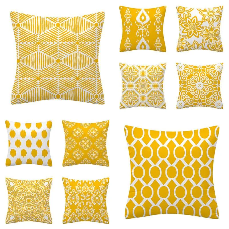 Taie d'oreiller marque nordique géométrie jaune housses de coussin mode moderne Art abstrait oreillers canapé voiture canapé jet décoratif