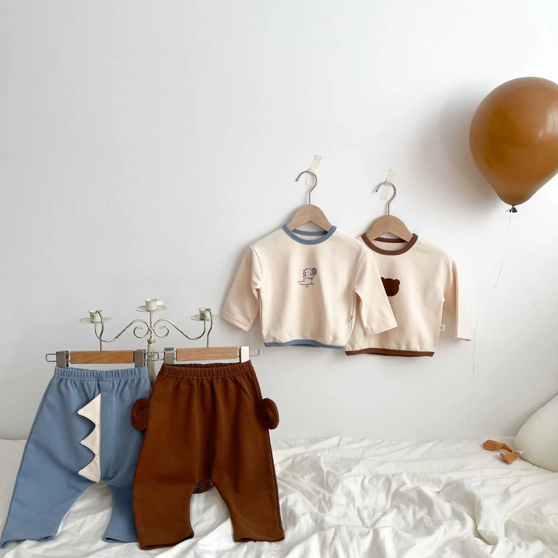 Kleidungssets Monate Herbst Langarm T-Shirt Top und Shorts Anzug Baby Junge Kleinkind Mädchen Homewear Kleidung Set
