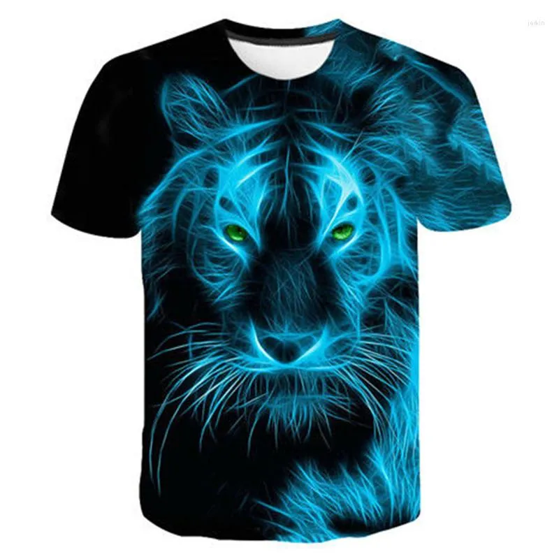 Мужские рубашки T 2023 Последние тигровые 3D-печать животные крутые и забавные мужские летние топы с короткими рукавами O-образной