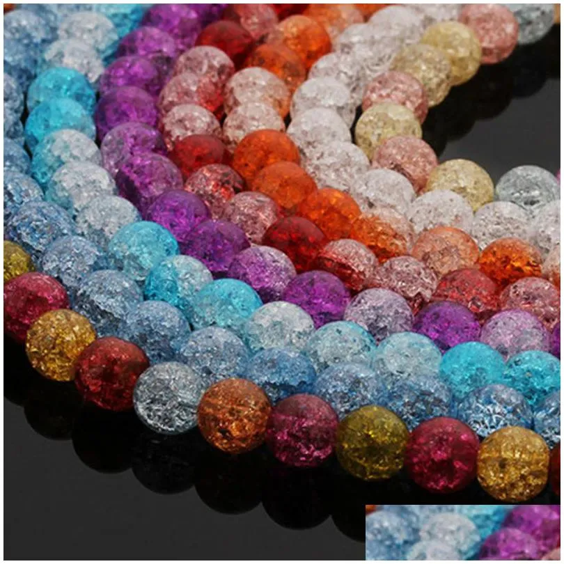Other 6 8 10 12 Mm Natural Stone Beads White Snow Cracked Quartz Crystal Spacer For Diy Jewelry Making 40Cm/Strand Drop Deli Dhgarden Dhu4N