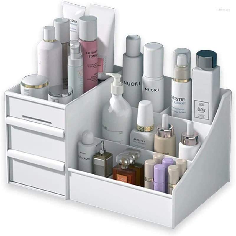 Boîtes de rangement organisateur de maquillage pour cosmétiques grande boîte de bureau en plastique bijoux vernis à ongles conteneur à la maison