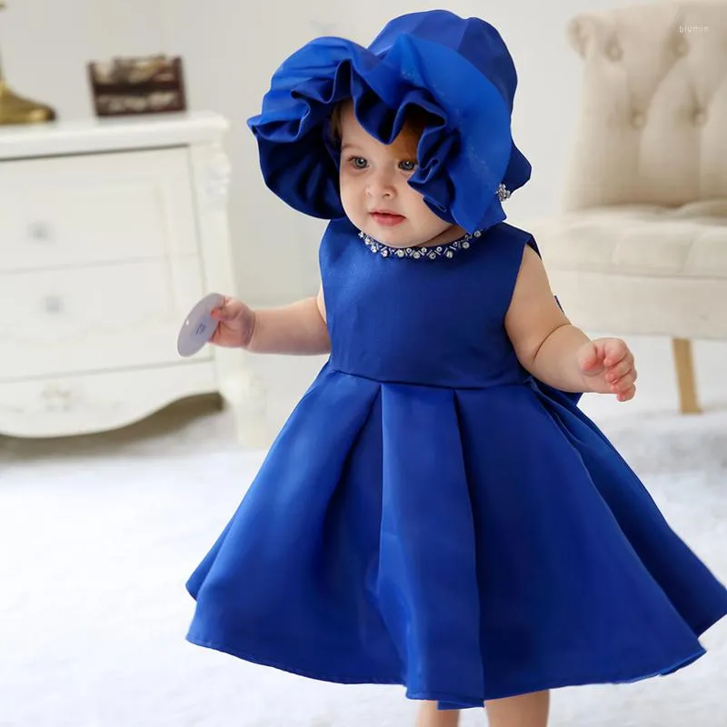 Abiti da ragazza IYEAL Bambina da bambino Nato Bowknot Battesimo Battesimo Abito Infantile Fiore Ragazze Matrimonio Blu Rosa Colore