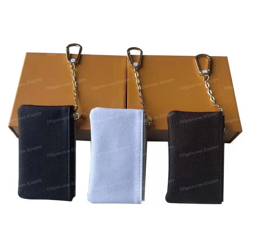 KEY POUCH Monederos para mujer Diseñador de moda para mujer para hombre Llavero Titular de la tarjeta de crédito Código de fecha Monedero Mini billetera de cuero de lujo con caja original KS6899