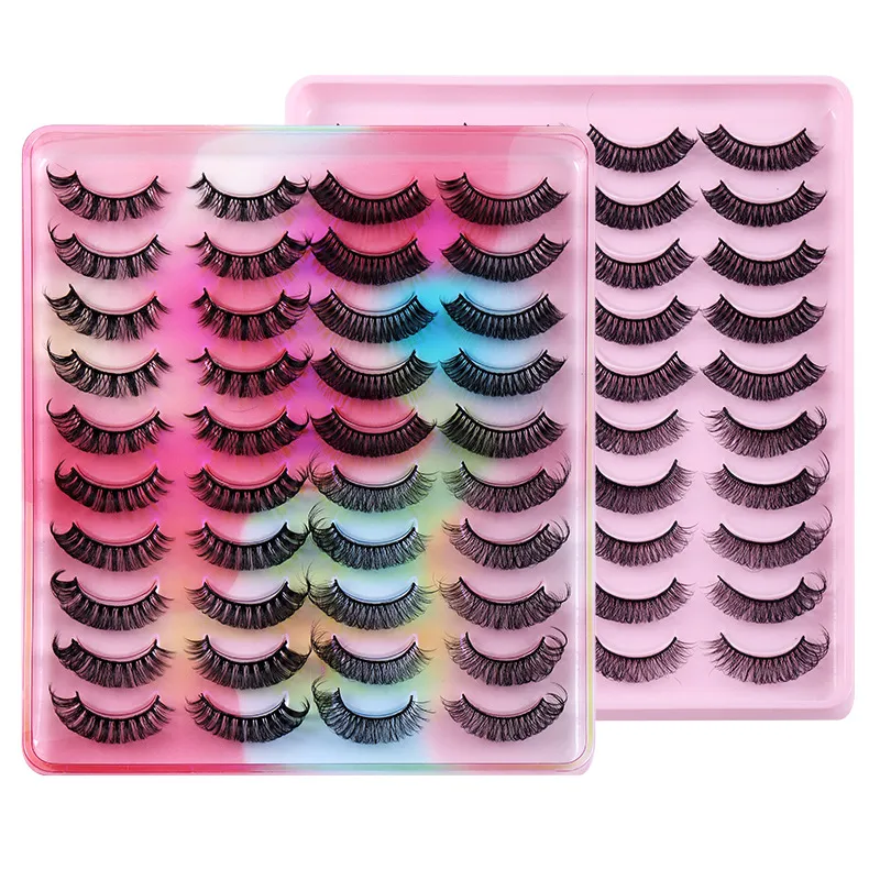 20 par d Curl False Eyelashes Natural Russian Lash Extensions mjuka bekväma faux mink fransar smink