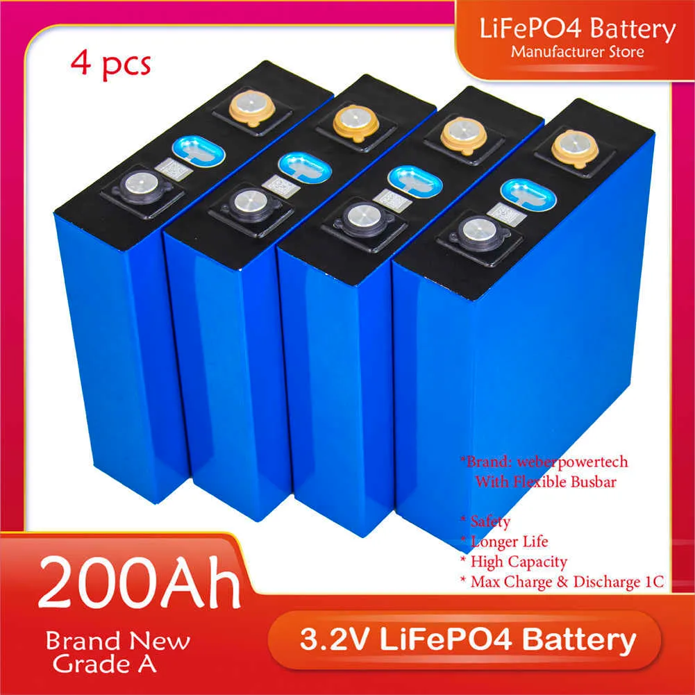 4 pièces 3.2V 202Ah Lifepo4 batterie bricolage 48V 200Ah 24V 12V batterie Rechargeable pour EV RV système de stockage d'énergie solaire pas de taxe