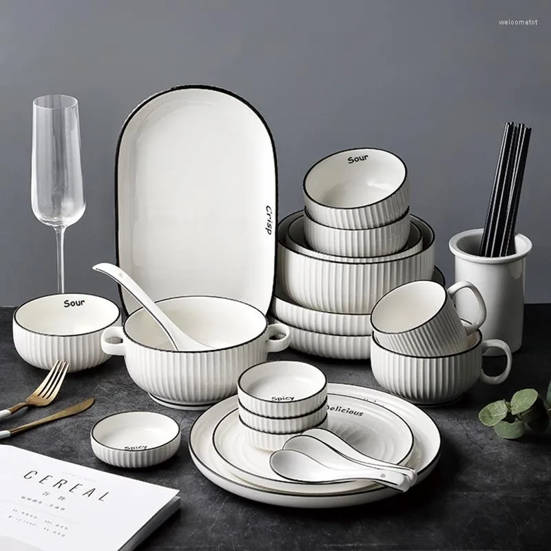 Plates Home Simple Ceramic Dinner Set Nordic Ins Style Kitchen Tableware Combination Soup Bowl El Restaurant Supplies