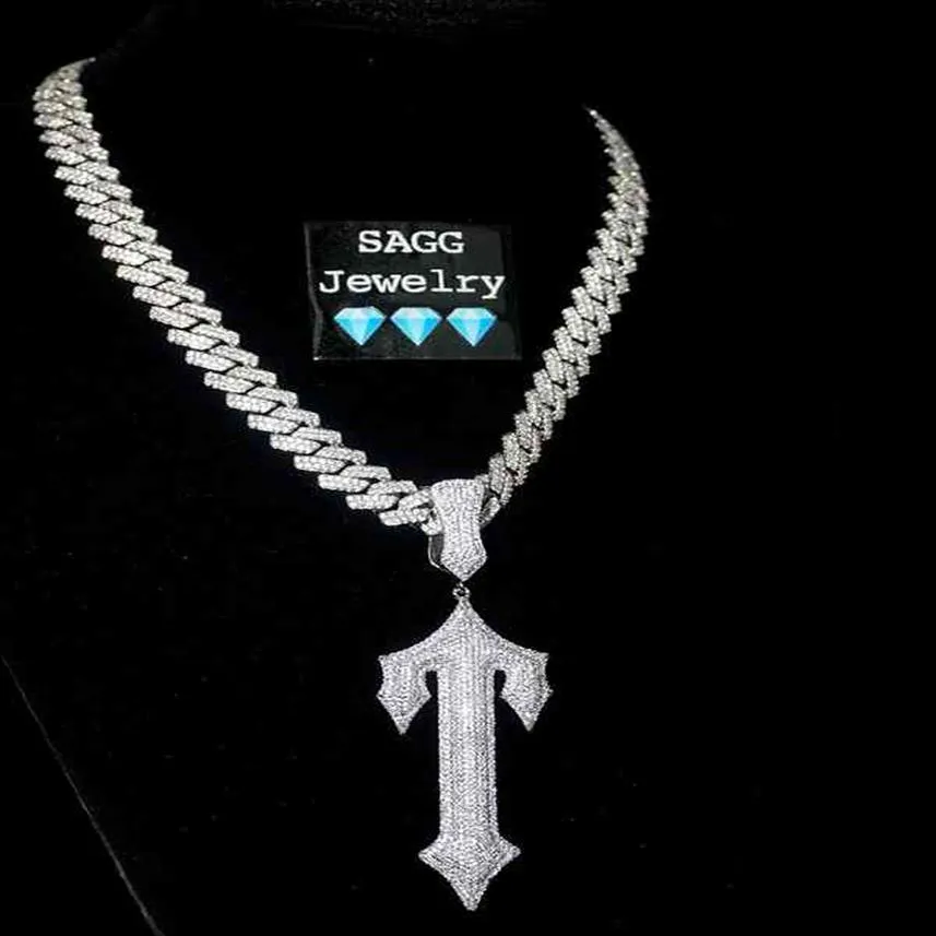 Trapstar Full Diamond collar Cruz colgante Hip Hop Rap Dril personalizado mismo Centralcee Exclusive202E