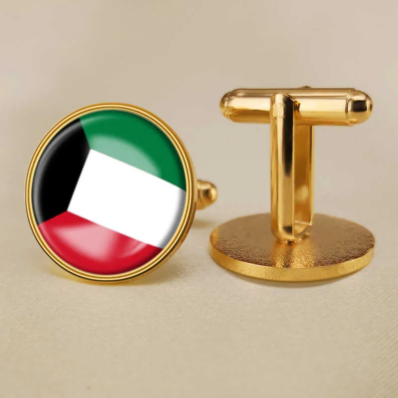 Koeweit nationale vlag manchetknopen over de hele wereld nationale vlag Cufflinks pak knooppak decoratie voor feest geschenkvaartuigen