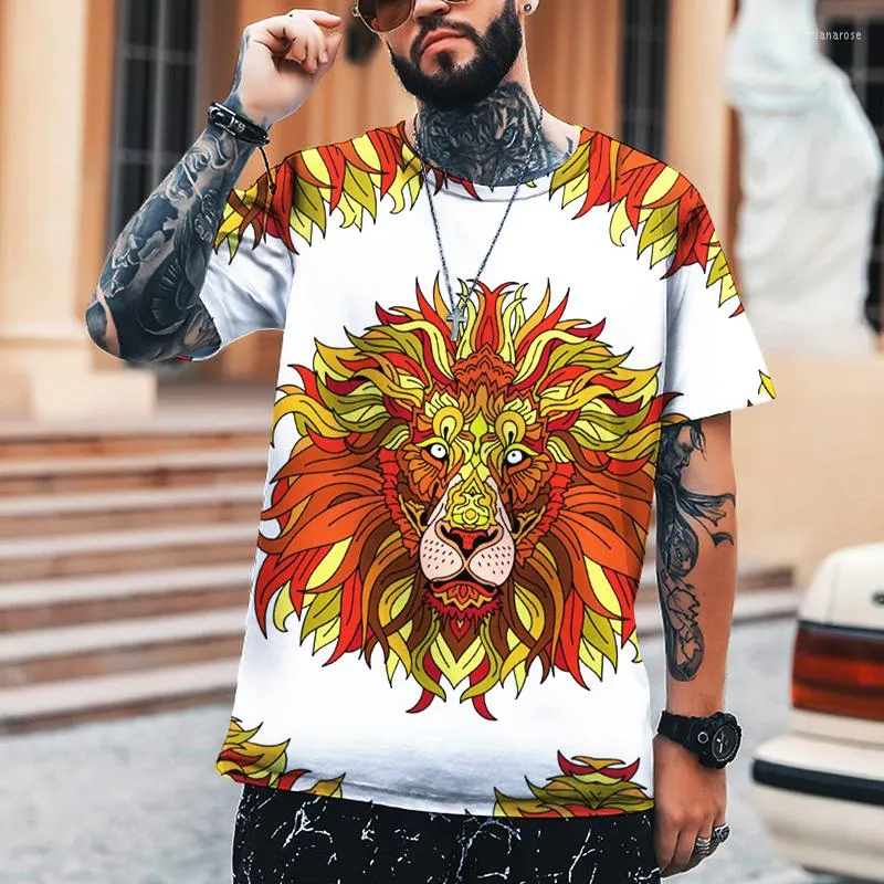 Men's T Shirts Men's Women's Street Trend T-shirt Hip Hop Harajuku Style Lion Print Leica Polyester High Quality Brand Tees S-5XL